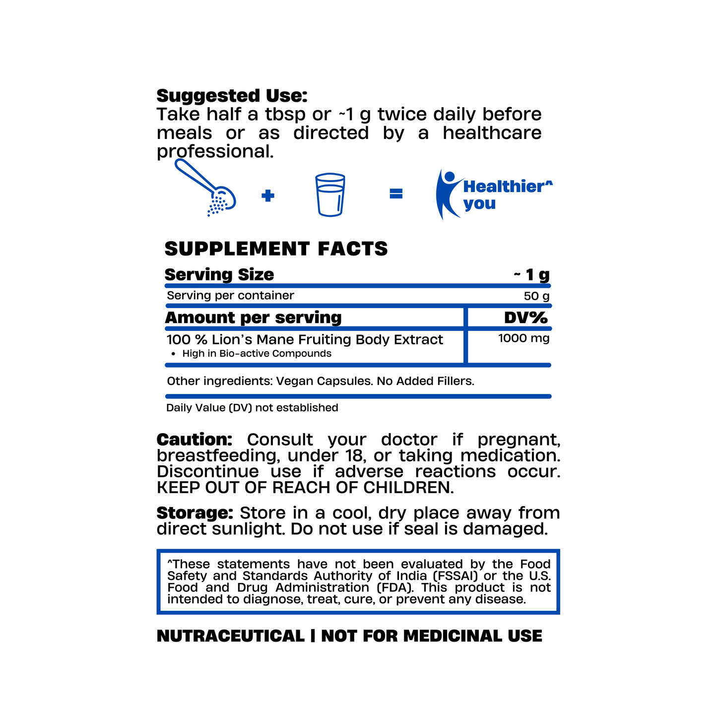 Lion’s Mane Mushroom Extract Powder 50g – Sharper Focus from the Himalayas