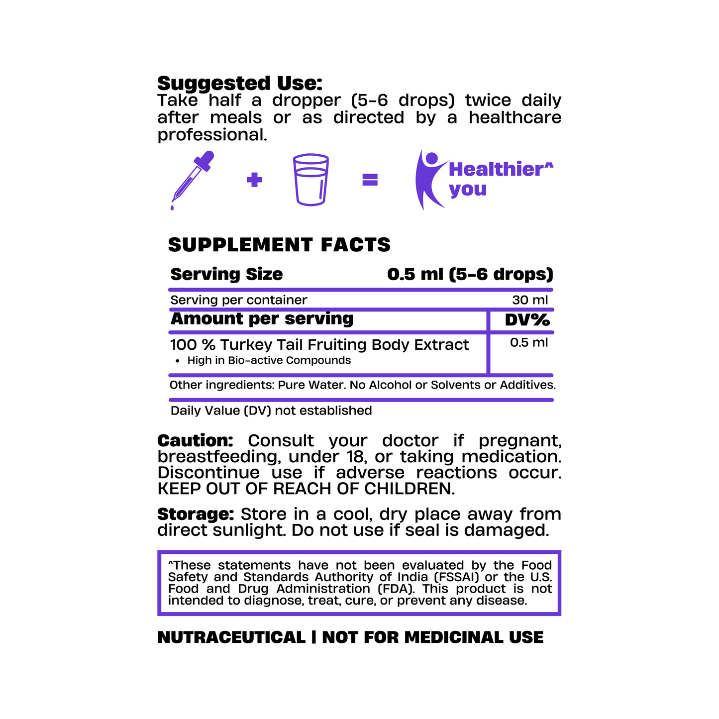 Turkey Tail Mushroom Extract Drops 30ml – Gut Health Support