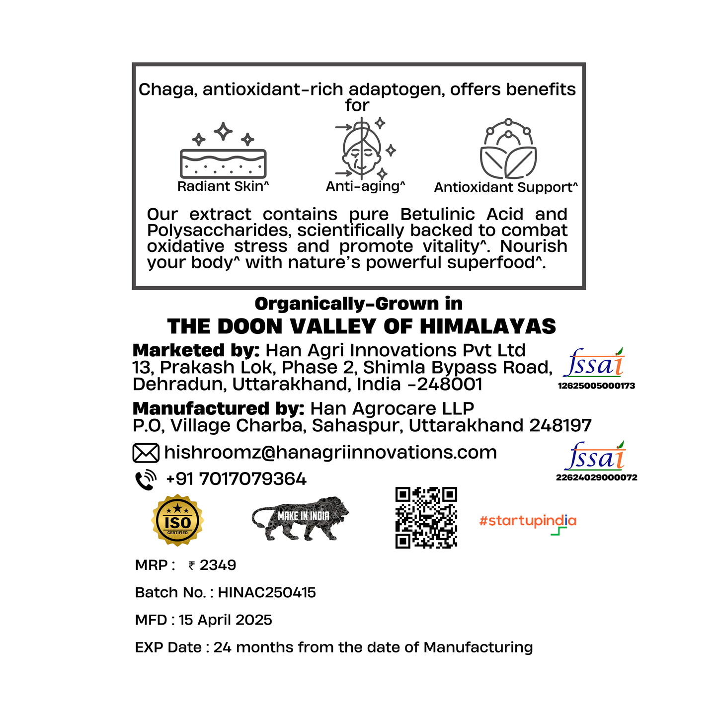 Chaga Mushroom Capsules – Himalayan Precision Extract, 60 Count