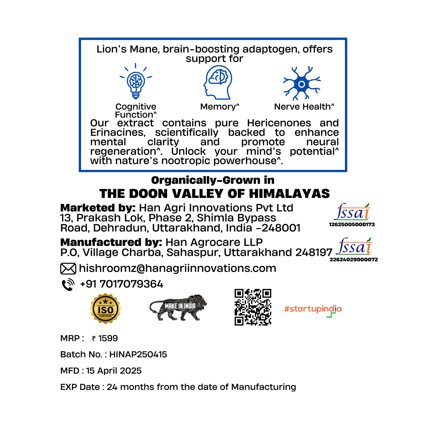 Lion’s Mane Mushroom Extract Powder 50g – Sharper Focus from the Himalayas