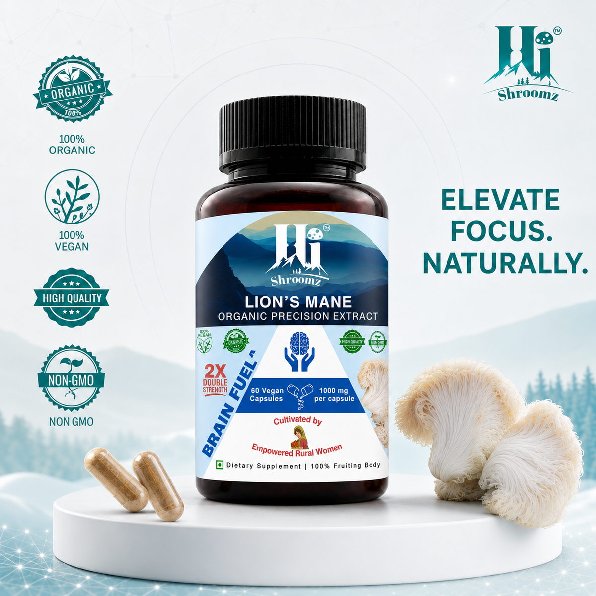 Lion's Mane mushroom product from Hi Shroomz